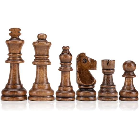 Wooden Chess Pieces Only,Staunton Style Wood Chessmen with 3.15"King-Storage Bag - Picture 2 of 7